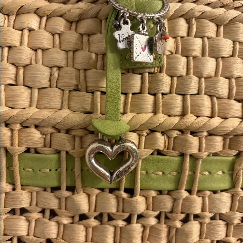 Brighton Tan and Green Woven Tote